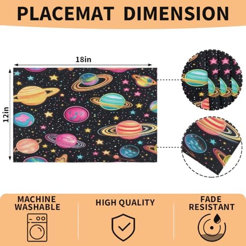 Placemats Set of 6 Washable Linen Place Mats Cloth Table Mats 12x18 Inch