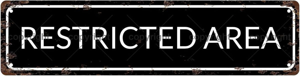 RESTRICTED AREA Space Vintage Metal Tin Street Sign Bar Cafe Garage Cave Home Room Wall Bathroom Farmhouse Garden Porch Patio Decor, 16 x 4 Inch