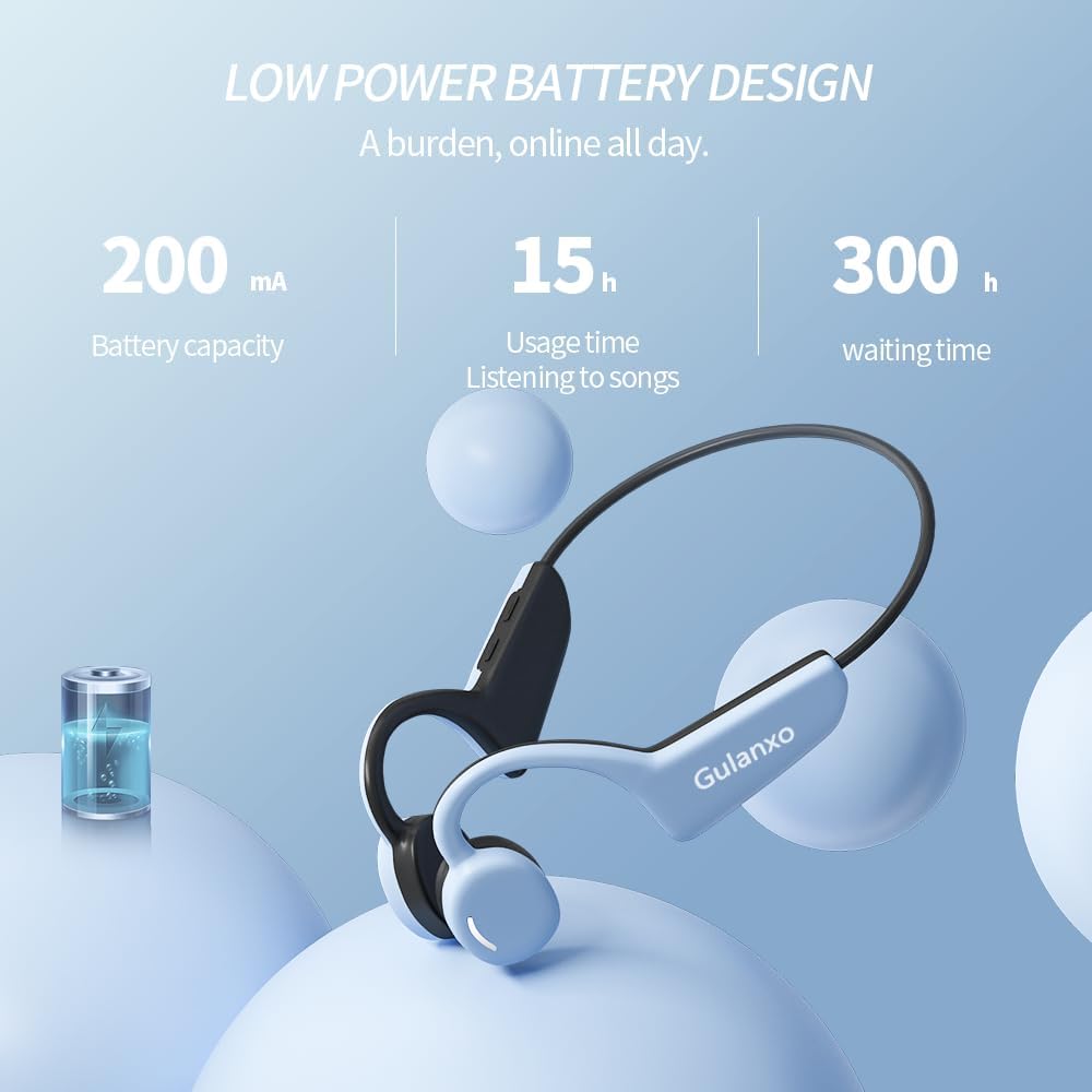 Open Ear Headphones, Open Wireless Earphones, 15HBluetooth Playback 5.3 Sports Earphones, Built-in Microphone, Suitable for Sports Running,Exercise (Sky Blue)