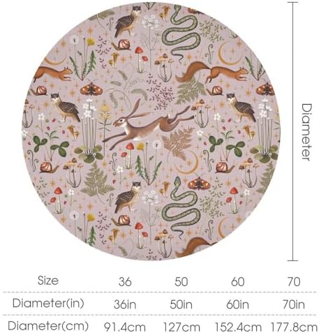 Rustic Forest Tablecloth, Pink Woodland Wild Animal Hare Squirrel Owl Snail Flowers Mushroom Table Cloth for Home Kitchen Dining Outdoor Patio Wedding Decor, 70x70in