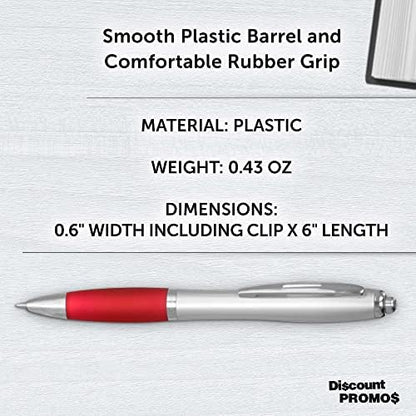 DISCOUNT PROMOS Colored Grip Gel Pens Set of 10, Bulk Pack - Great for Office, School, Business, Tradeshows, Events - Red