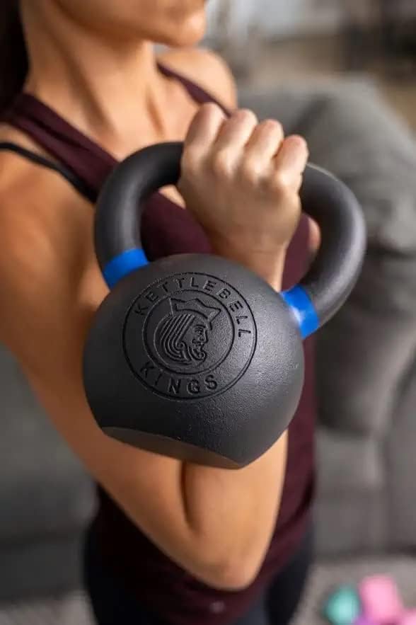 Kettlebell Kings Powder Coated Kettlebell Weights - 9-97 lb Strength Training Kettlebells for Men and Women - Hand Weights Workout Gym Equipment - Weights Set for Home Gym- New