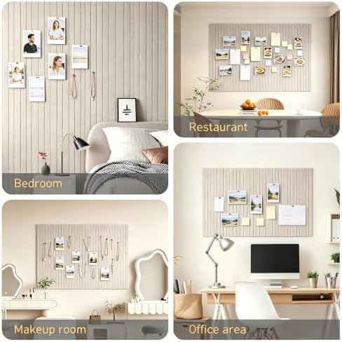 Felt Bulletin Board 36"x24" - Cork Board Alternative, 6-Pack Felt Wall Tiles with 40 Adhesive Tabs & 35 Pushpins, Pin Board for Classroom Home Office, Oatmeal