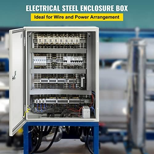 VEVOR NEMA Steel Enclosure, 20 x 16 x 6'' NEMA 4X Steel Electrical Box, IP66 Waterproof & Dustproof, Outdoor/Indoor Electrical Junction Box, with Mounting Plate