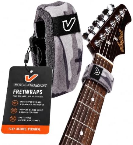 Gruv Gear Fret Wrap & Guitar Mute, Fretwrap for Acoustic, Electric & Bass | String Dampener Recording, Tapping & Practice Accessory (1 Pack, Extra Large Camo White, Fits 7-12 String Bass, Extended