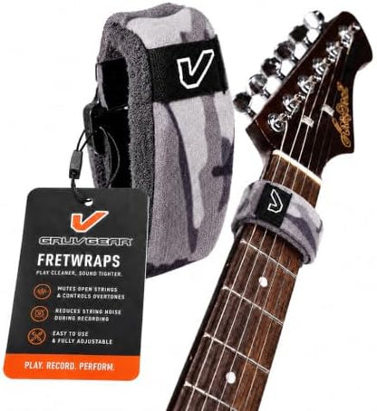 Gruv Gear Fret Wrap & Guitar Mute, Fretwrap for Acoustic, Electric & Bass | String Dampener Recording, Tapping & Practice Accessory (1 Pack, Extra Large Camo White, Fits 7-12 String Bass, Extended