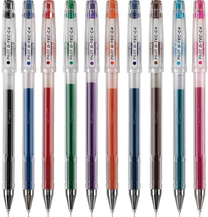 PILOT G-Tec-C Gel Ink Rolling Ball Pens, Ultra Fine Point (0.4mm), Assorted Color Inks, 10-Pack Pouch (35484)
