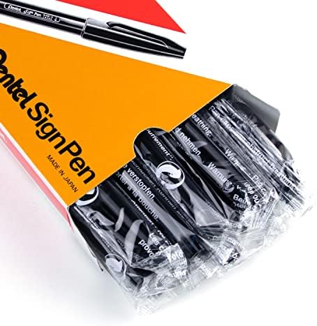 Pentel Sign Pen, Fiber-Tipped, Black Ink (S520-A), Box of 12