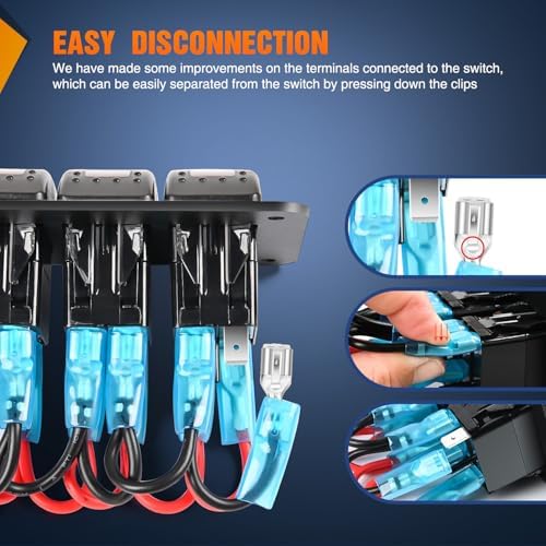 Nilight 4 Gang Rocker Switch Panel w/Orange LED Light 5Pin ON Off Pre-Wired