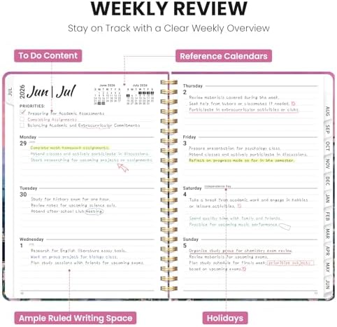Large Planner 2026-2027, A4 (8.5" x 11") Hardcover Weekly & Monthly Planner July 2026 - June 2027 with Monthly Tabs, Academic Planner for School, Work and Office, Lavender Horizon