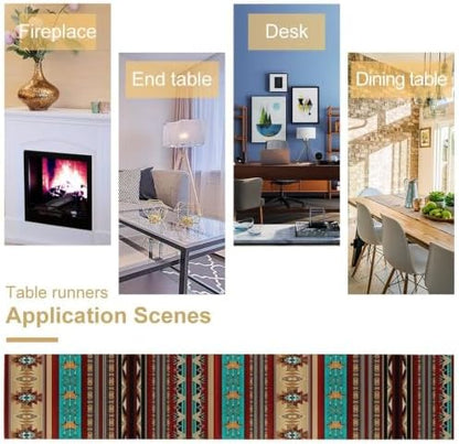 Aztec Southwest Table Runner,Ethnic Style Design Geometric Table Runners Dresser Scarves Table Setting Decor for Garden Farmhouse Wedding Party Holiday Dinner Home 13x120 Inch