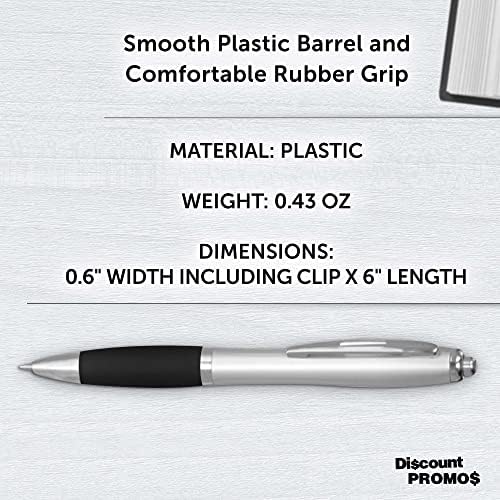 DISCOUNT PROMOS Colored Grip Gel Pens Set of 10, Bulk Pack - Great for Office, School, Business, Tradeshows, Events - BlackBI