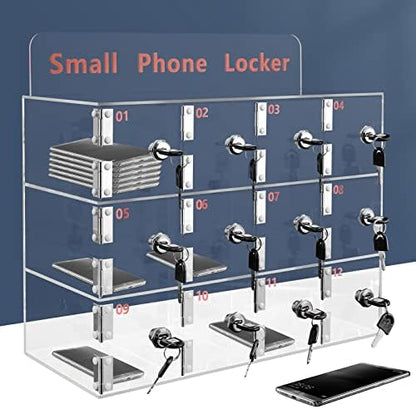 Cell Phone Cabinet,Aluminum Alloy Pocket Chart Cell Phones Storage Cabinet, Cell Phone Locker,Wall-Mounted with a Locked,for Classroom, Office, Gym (12-Grid)