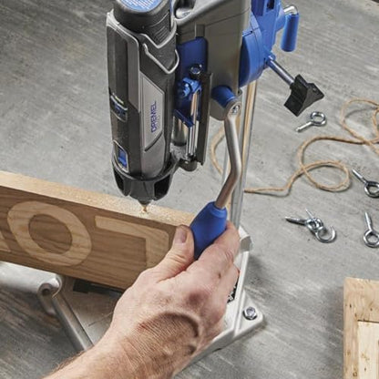 Dremel Drill Press Rotary Tool Workstation Stand with Wrench - Mini Portable Press & Tool Holder - 2-Inch Depth - Ideal for Drilling Perpendicular and Angled Holes - 220-01