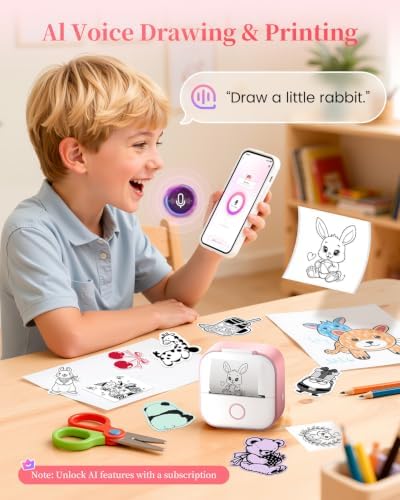 Memoking Sticker Printer T02 Sticker Maker Machine with 6 Rolls Paper