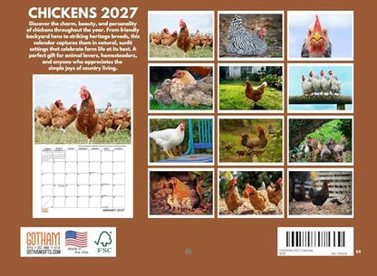 Chicken Calendar 2027 Monthly Wall Calender 12 Month