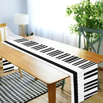 ALAZA Double-Sided Music Black and White Piano Keys Table Runner 18x72 Inches Long,Table Cloth Runner for Wedding Birthday Party Kitchen Dining Home Everyday Decor