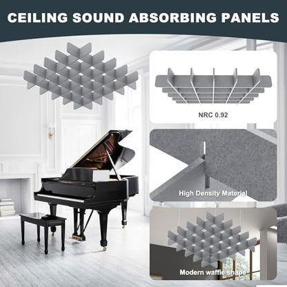 Acoustic Ceiling Panels Sound Absorbing Panels, Square Gray