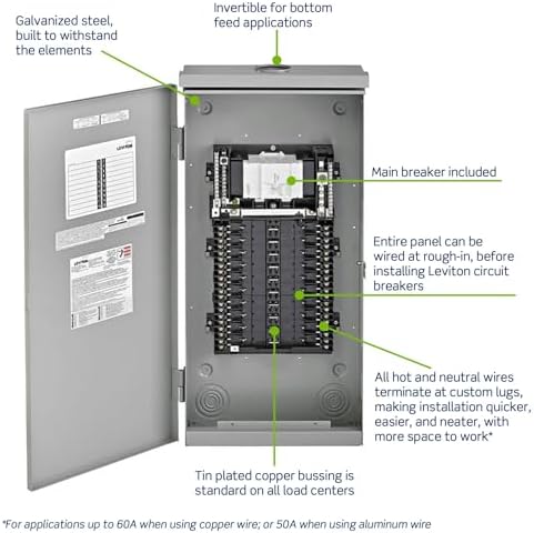 Leviton 20 Space Outdoor Load Center with 200A Main Circuit Breaker, LR220-BDD