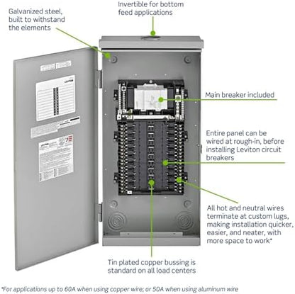 Leviton 20 Space Outdoor Load Center with 200A Main Circuit Breaker, LR220-BDD