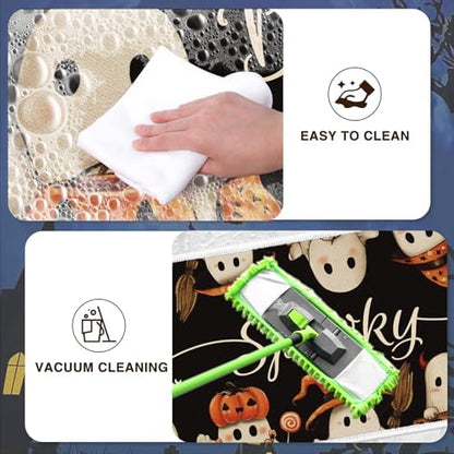 Halloween Kitchen Mats Set of 2, Boo Pumpkin Ghost Kitchen Rugs