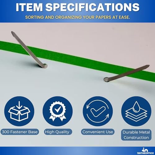 1InTheOffice Metal Prong Paper Fasteners, 2 Inch, Silver, 200 Pieces (2 Packs)