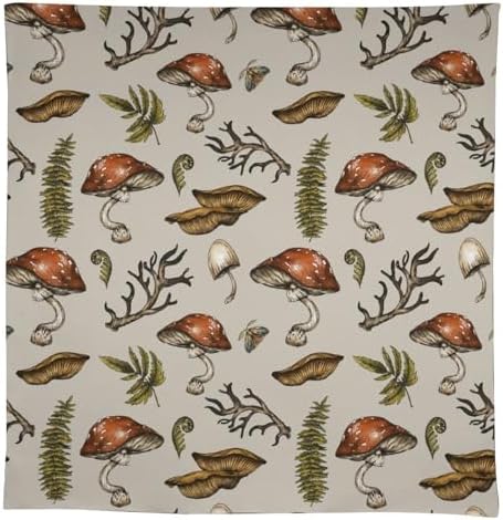 Vintage Woodland Mushroom Tablecloth, Nature Forest Plants Botanical Ferns Print Table Cloth for Farmhouse Kitchen Party Picnic Dinner Decor 55x75in