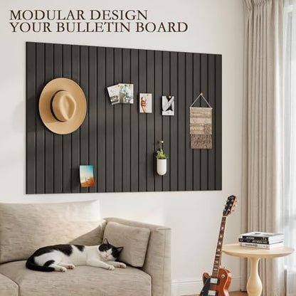 JBER Large Cork Board Alternative 72" x 48" - 24 Pack Self-Adhesive Felt Bulletin Board Tiles, Pin Board Vision Board for Walls, Office & Home Decor (Black)