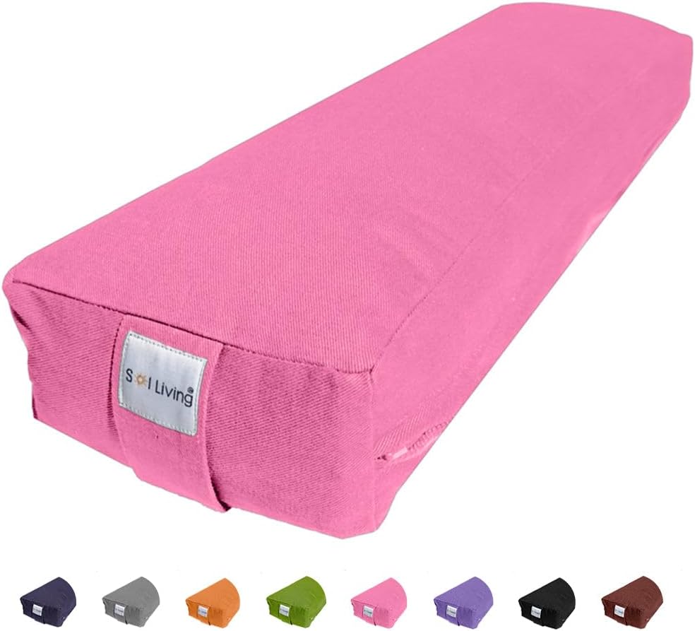 Sol Living Yoga Bolster Pillow Rectangular Meditation Cushion Cotton Meditation Accessories for Restorative Yoga Meditation Pillow Yoga Pillow Firm Body Pillow Bolster Pillow for Legs Removable Cover