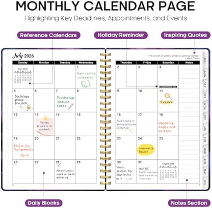 Planner 2026-2027, Monthly & Weekly Jul 2026-Jun 2027 Planner Calendar