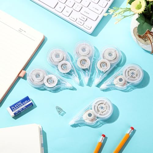 AmazingSpark 30 Pcs Correction Tape Bulk 39.4 ft White Wrong out Tear-resistant Instant Corrections Easy to Use Applicator for School, Office, Note Taking, Journal, Tape Width 0.2in (Clear)