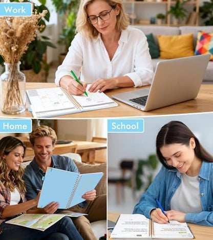 Academic Planner 2026-2027, Weekly and Monthly Hardcover Planner, July 2026 - June 2027, 5.75" x 8.38" A5 Large Daily Calendar Planner Book with Tabs, Spiral Yearly Agenda Organizer Notebook for School Work Home, Sky Blue