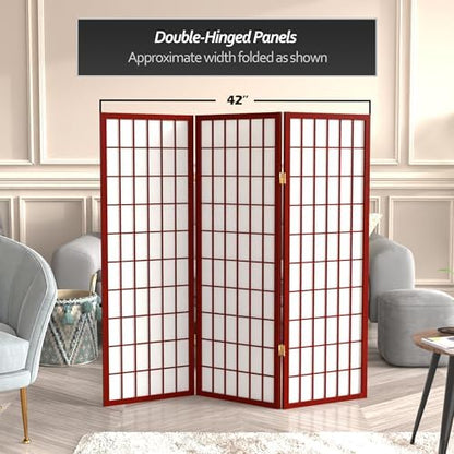 4 ft. Short Window Pane Shoji Screen - Rosewood - 3 Panels