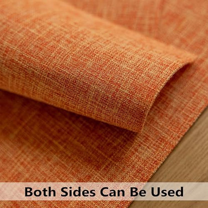 Demetex Orange Fall Placemats Set of 8 Linen Textured Fabric Place Mats Rectangle Cloth Table Mats for Home Office Table Decor, 13x19 inch, Orange