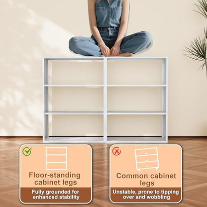 3-Tier Metal Bookshelf, Open Shelf Storage, Includes 4 Corner Bumpers, Space-Saving Vertical Storage for Living Room, Home Office, 35.43" Hx27.56 Wx11.81 D, White