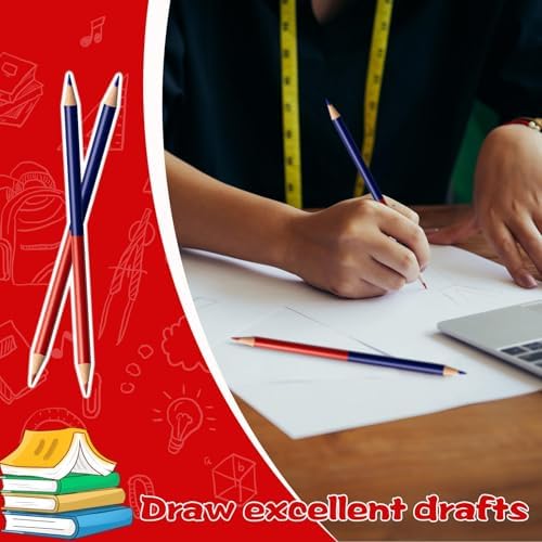 30 PCS Checking & Grading Pencils, Red and Blue Double Ended Erasable Pencils with Sharpeners, Pre-Sharpened #2 HB Back to School Supplies for Teachers, Testing, Office & Map Marking (30)