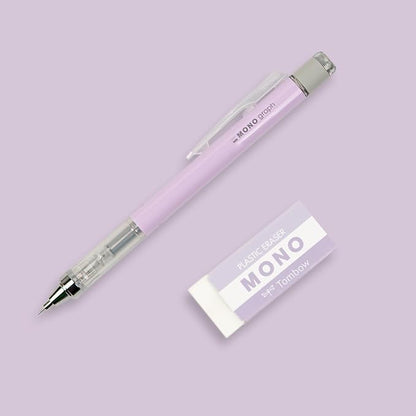 Tombow MONO Graph and MONO Eraser, 0.5 mm, Lavender, Precision with 4 mm Tip, Innovative Shake Mechanism, More Stable Brass Pliers, Refillable, Includes Eraser [SH-MG94-PE04A]