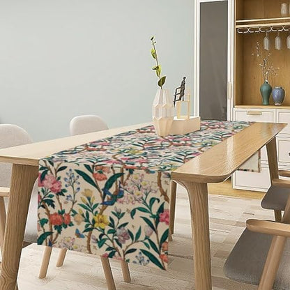 William Morris Vintage Floral Table Runner, Birds Butterflies and Bees Botanical Flower Original Design Print Table Runner for Home Party Dining Room Kitchen Decor 13x70 Inch