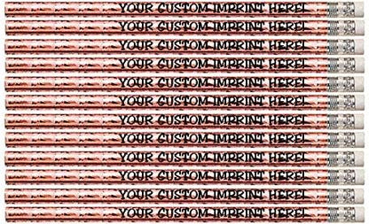 Express Pencils™ Personalized Pencils - Round - Glitz & Glitter Foil Theme - Full Color Print w/your name, message, text or logo - Personalization - Great gift ideas - 12/Set (COPPER PRISM)