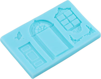 Door Window Frame Silicone Molds Nordic House Fondant Chocolate Molds for Cake Decorating Cupcake Topper Candy Gum Paste Polymer Clay
