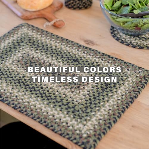 Homespice Pinecone Braided Placemats for Rustic Decor, Oval 13x19 Set of 4