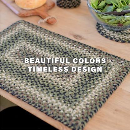 Homespice Pinecone Braided Placemats for Rustic Decor, Rect 13x19 Set of 4