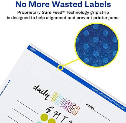 Avery Printable Durable White Rectangle Labels, Sure Feed Technology, 5" x 7", Waterproof Labels, Laser & Pigment-Based Inkjet Compatible, 100 Total, Great for Product Branding, Marketing, and More