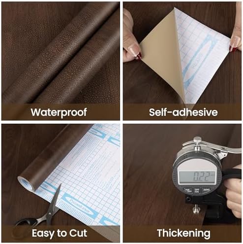 Abyssaly Wood Contact Paper, Brown Walnut Wood Grain Peel and Stick Wallpaper for Countertops, Self Adhesive Removable Wood Viny Film Easy to Clean for Cabinets Desks and Drawers15.7 X 236"