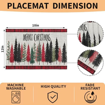 Placemats Set of 4 Washable Linen Place Mats Cloth Table Mats 12x18 Inch
