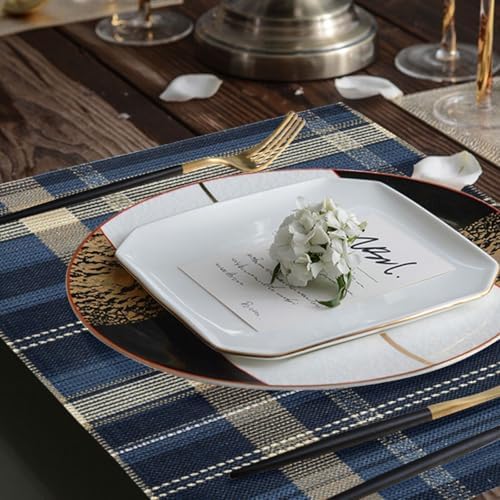 ALAZA Navy Plaid Tartan Pattern 1 PC Placemats Rectangle Table Mat for Dining Table Restaurant Kitchen Home Decor, 12" x 18"
