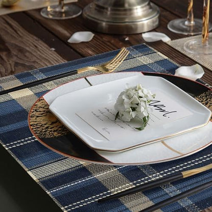 ALAZA Navy Plaid Tartan Pattern 1 PC Placemats Rectangle Table Mat for Dining Table Restaurant Kitchen Home Decor, 12" x 18"
