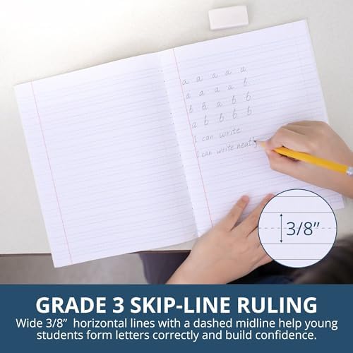 Roaring Spring Paper Products Composition Book, Grade 3 Ruled, 50 Sheets, 9-3/4 x 7-3/4 Inches, Red (ROA77922)