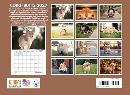 Corgi Butt Calendar 2027 Monthly Wall Calender 12 Month