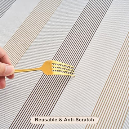 LIBERECOO Heavy Duty Vinyl Tablecloth with Flannel Backing Waterproof Oil-Proof Plastic Table Cloth Stain-Resistant Wipeable Rectangle or Square Table Cover for Indoor and Outdoor 54 x 54 Inch